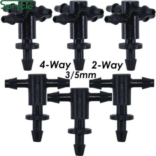 SPRYCLE 25PCS Barbed 3/5mm 1/8in Hose Straight 2-Way 4-Way Quick Connector Drip Irrigation Garden Pipe Splitter Joint Connect