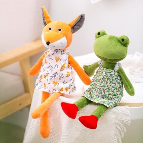 38cm Cute Fox Frog Elk Mouse Plush Toys Stuffed Soft Kawaii Forest Animals Pillow Doll For Girls Kids Friends Birthday Gifts