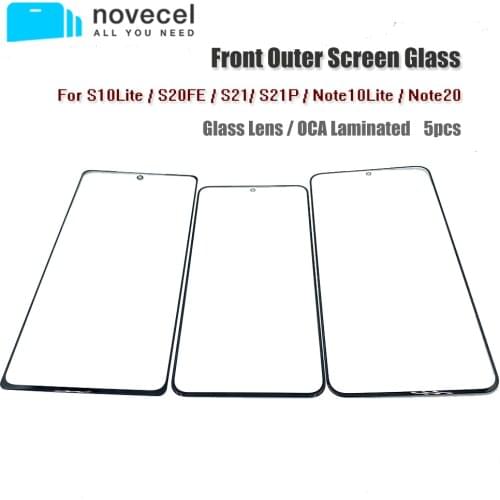5pc LCD Front Touch Outer Screen Glass with OCA Glue For Samsung S10E S10 Note10 Lite S21 S21+ Note 20 Screen Repair Replacement