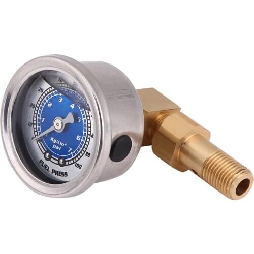 Universal Fuel Pressure Liquid Filled Regulator Gauge Adapter Kit 0-100PSI Blue