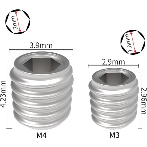 Mega 50pcs/lot Hex Socket Grub Screw M3 M4 304 Stainless Steel Hex Socket Set Screws 3D Printer Parts for Gears Coupler Pulley