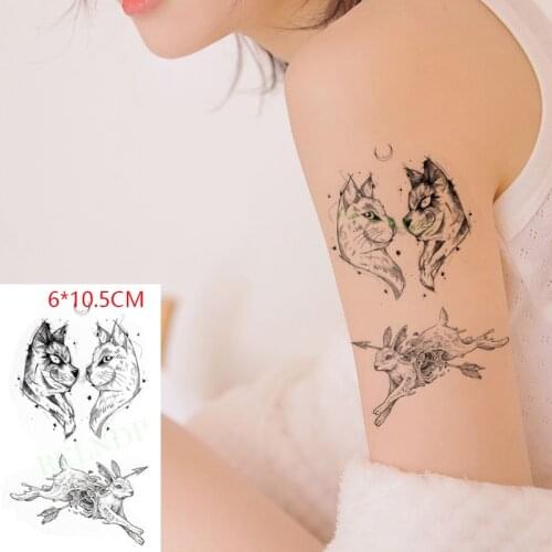 Waterproof Temporary Tattoo Sticker ins Wolf cat bunny moon sexy Body Art flash tatoo fake tatto for Women Men