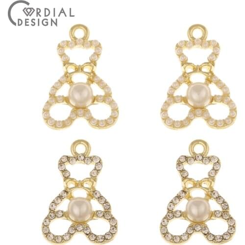 Cordial Design 100Pcs 14*20MM Jewelry Accessories/Rhinestone Pendants/Animal Shape/Imitation Pearl/Jewelry Findings Components