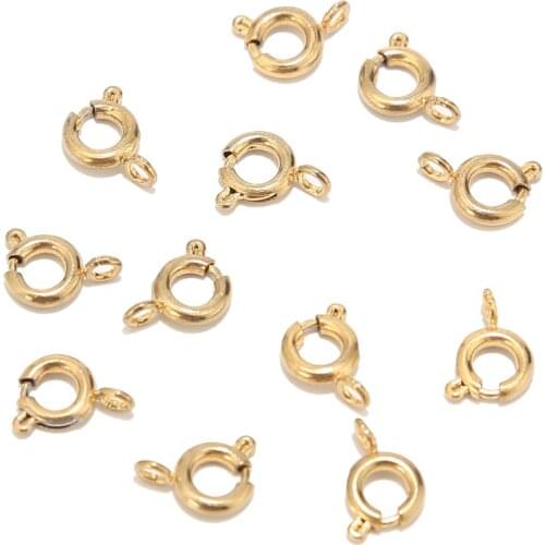 10pcs Stainless Steel 6mm Round Claw Spring Clasps Hooks For Bracelet Necklace Connectors DIY Jewelry Making