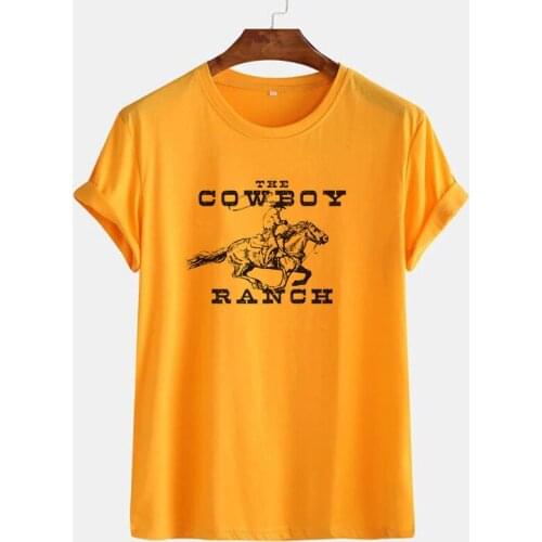1pcs 2021 Cowboy Ranch Printed Femlae Kpop Tshirt White Loose Short Sleeve Top Streetwear Casual Graphic Tees