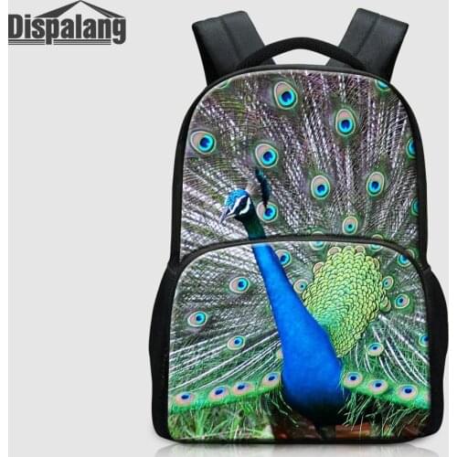 Dispalang 17 Inch Women Laptop Backpack Animal Peacock School Bags For Teen Girl Parrot Butterfly Mochila Female Travel Rucksack