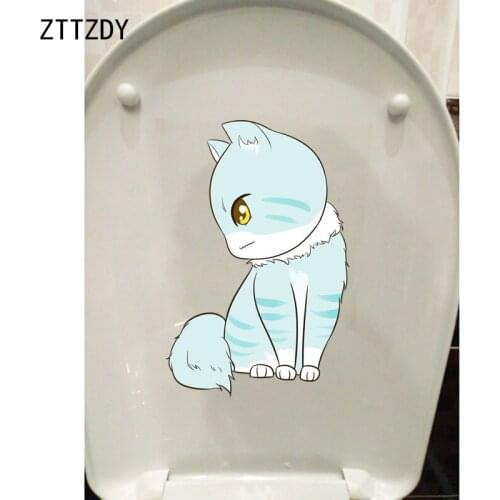 ZTTZDY 15.5*23.1CM Fun Doll Cat Linving Room Wall Decal Home Decor Toilet Sticker T3-0067