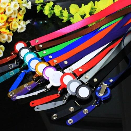 1.5cm Colorful Lanyard for Work Card Holder with Back Clip Easy Pull Retractable Lanyard for Keys ID Badge Strap Cellphone Rope
