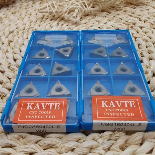 KAVTE 10Pcs TNGG160402L-S TNGG160404L-S External Lathe Turning Tools Inserts Colorful coating, Special for stainless steel
