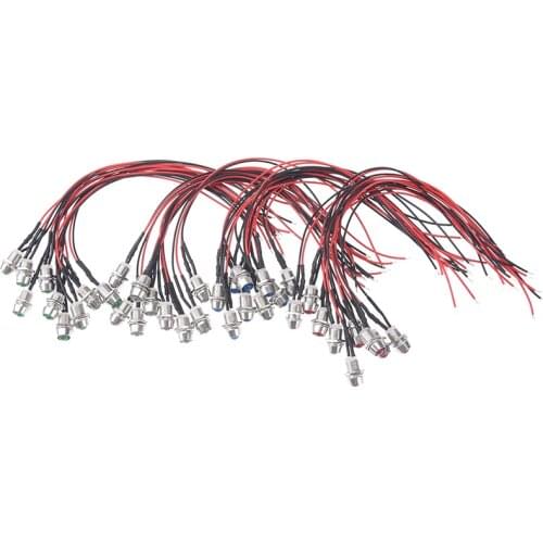 10PCS 8mm LED Metal Indicator Light 6mm Waterproof Signal Lamp 12V With Wire Red, Blue, Green,White