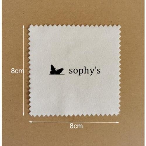 Custom-made Logo 200PCS 8x8cm White Silver Polishing Cloth Printed With Black Logo Individual Packaging