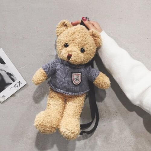 2020 New arrival Girls Lovely Cartoon Plush Cute Bear Doll backpack Bags Animal Handbag Gift
