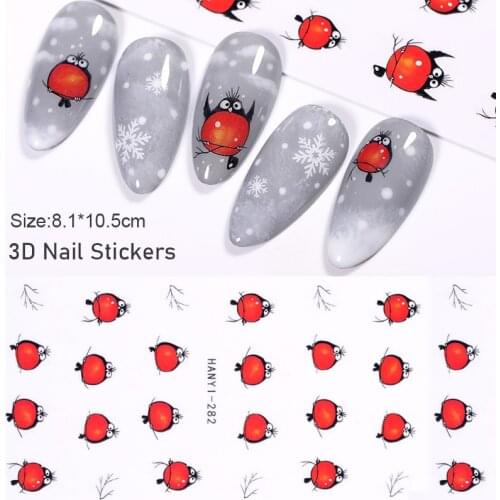 1 Sheet Cartoon Bird 3D Nail Stickers Adhesive Transfer Sticker Decals Cute Animals Design Sticker DIY Nail Art Decorations