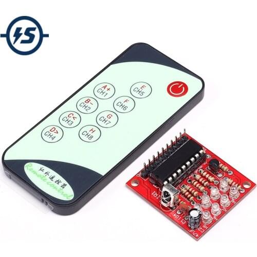 8 Channel IR Infrared Receiver Board Delay Relay Driving Module + 9 Keys Remote Control Transmitter Self-Locking Controller 3-5V