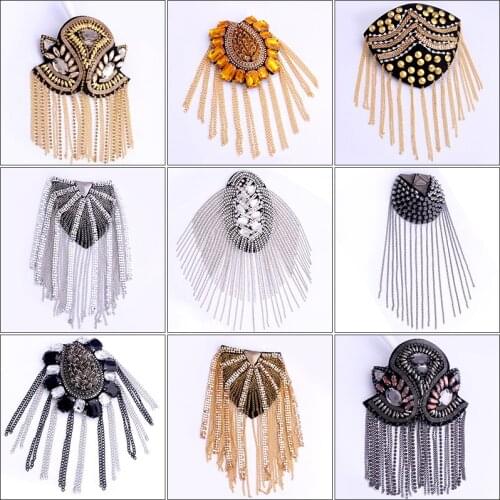 One piece breastpin tassels shoulder board mark knot Epaulet metal badges applique for clothing HE-2553