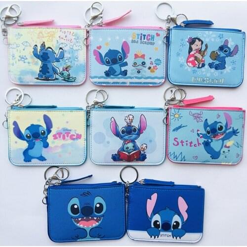 Disney Cartoon Cute New Stitch Card Holder Zipper Coin Purse Card Holder Pendant Bag Wallet Card Holder