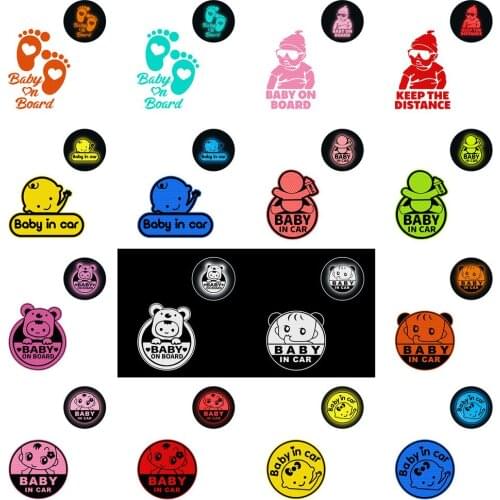 Baby On Board Series Car Reflective Sticker Auto Body Bumper Night Reflective Sign Safety Warning Stickers Exterior Accessories