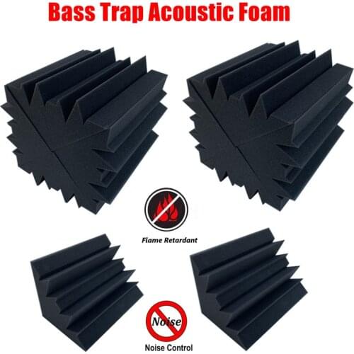 2/4PCS 18x18x30cm Black High Density Flame Retardant Bass Trap Acoustic Foam Sponge Soundproofing Insulation Wall Panel Foam