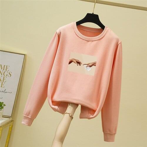 Cotton Hoodies Crewneck Sweatshirt Vintage Women Oversized Jumper Black Harajuku Sweatshirt Women Retro Pullover Winter Coat