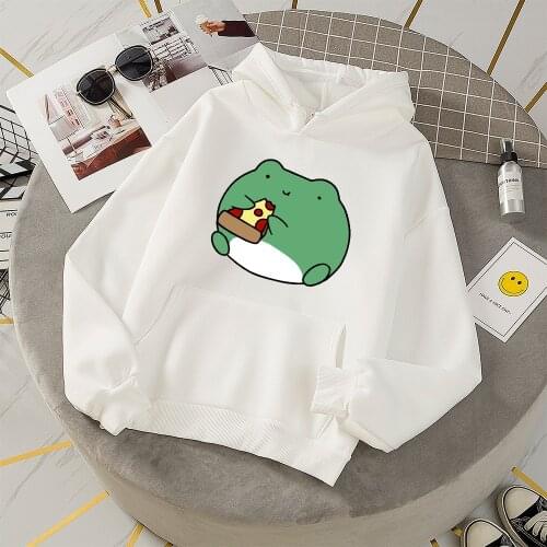 Kawaii Frog Hoodie Women Oversized Harajuku Pullover with Hood Autumn Winter Hoodies Long Sleeve Korean Cute Clothes