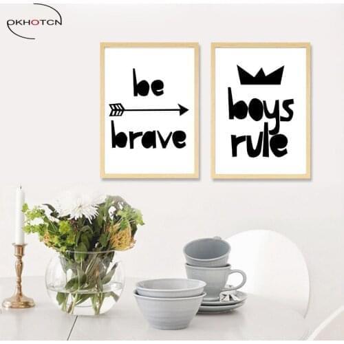 Boys Girls Rule Canvas Painting Personalized Minimalist Nordic Posters Wall Art Picture for Kids Room Unframed