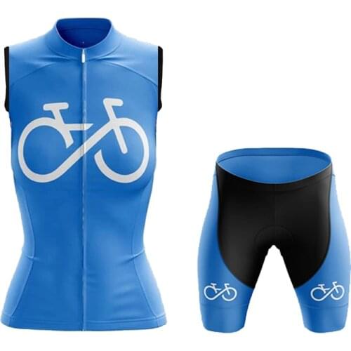 2021 summer new women sleeveless cycling jersey set blue cycling vest quick dry bike cycle wear uniform gilet cyclisme feminino