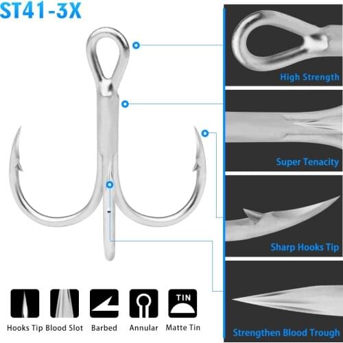 20pc/Box 2# 4# 6# 8# 10# Super Strength Sharp ORIGIN Hook Treble Fishing Hooks High Carbon Steel peche anzol Pesca Fish Tackle