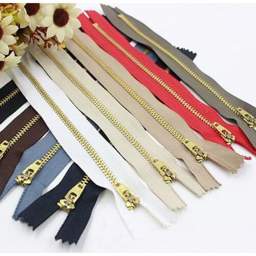 50 pieces Copper zippers sewing on clothes No. 4 18cm length jeans special high-grade metal zippers with lock high quality