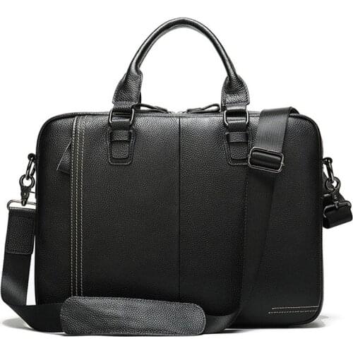 Real Genuine Leather Men Briefcase 15 inch laptop Office Handbag Male messenger bag shoulder bags briefcases for documents bag