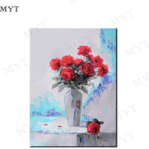 MYT Free Shipping Red Flower Hand Painted Oil Painting For Living Room Home Decor Wall Art Picture Canvas Paintings Original