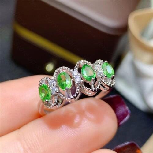 Natural Tsavorite Ring 925 Silver Womens Ring Fresh, Simple and Atmospheric Design