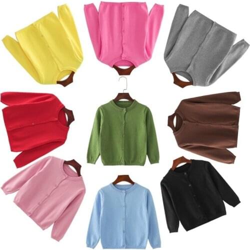 New Ins Spring and Autumn Sweater Candy Color Cardigan Solid Color Small Cardigan Childrens Jacket Fashion Cute Cotton Sweater