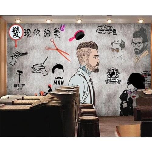 Custom wallpaper 3d mural European and American industrial style cement wall beauty salon barber shop background wall paper обои