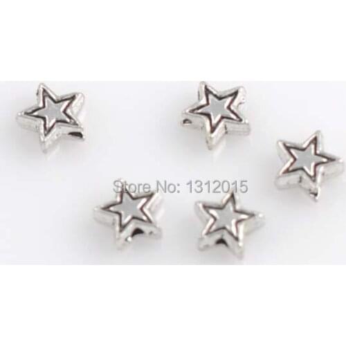 Wholesale Beads!Hot sell Five-pointed star Antique Silver Alloy Spacer Beads Jewelry Making Supplies 7x3mm,100Pcs,YTC0145