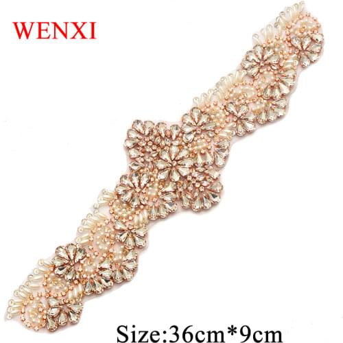 WENXI 10PCS Wholesale Beads Rhinestones Appliques Hand Sliver Crystal Sewing On For Bridal Dress Sash Accessory WX908