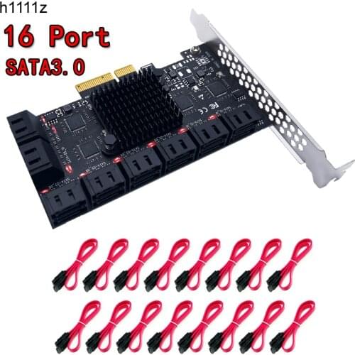 PCIE SATA Card 16 Ports 6Gb SATA 3.0 PCIe Card, PCIe To SATA Controller Expansion Card, X4 PCI Slots Support 16 SATA 3.0 Devices