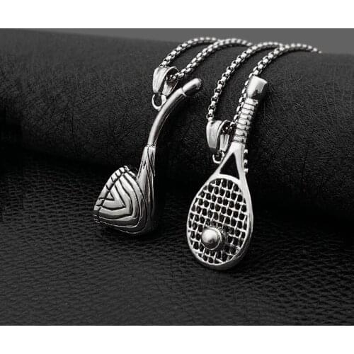 Stainless Steel Pipe Pendant Necklace Mens Trendy Titanium Steel Racket Mens and Womens All-match Jewelry Pendant