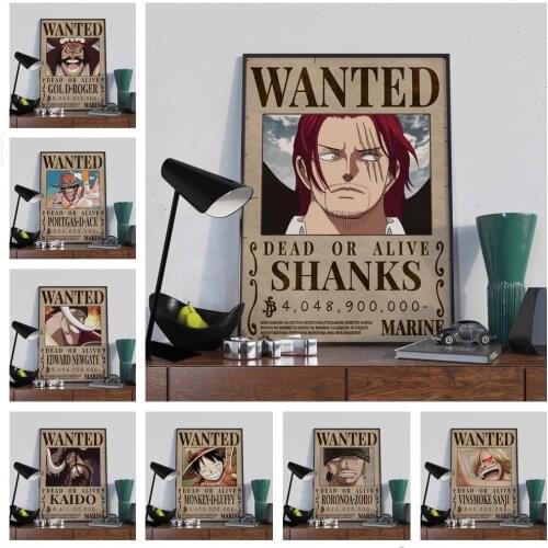 Wanted Poster Retro Poster High Quality Canvas Painting Wall Decor Anime Posters Wall Art Picture Room Decor Home Decor