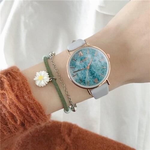Small fashion imitation natural marble dial casual girls quartz watch