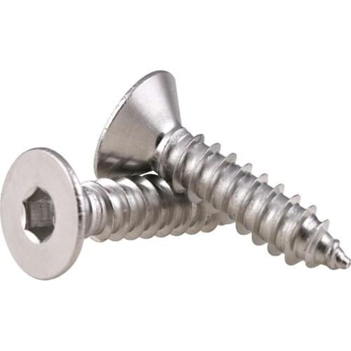 20/50pcs 304 Stainless Steel Countersunk Head Hexagonal Self Tapping Screw M3 M4 M5 Flat Head Screws