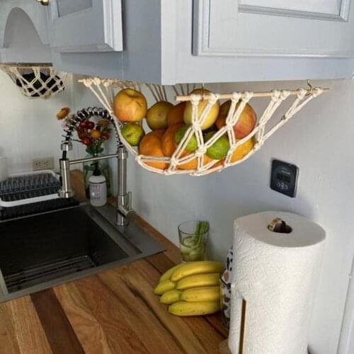 All New Mesh Net Cabinet Hammock Handmade Convenient Cotton Rope Hanging Vegetable Fruit Holder for Bananas Storage Basket