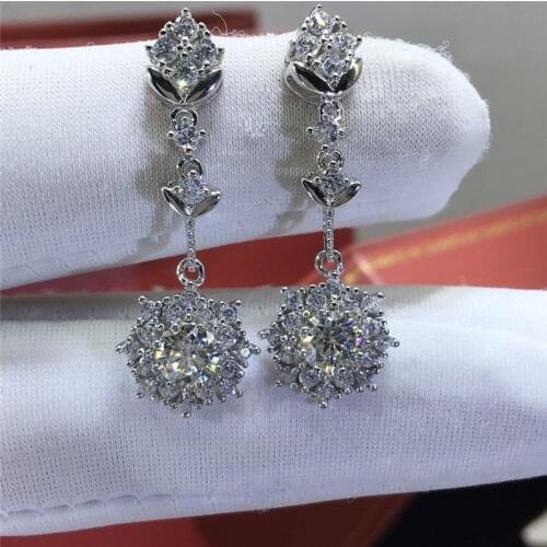 Silver Excellent Cut Diamond Test Passed 0.5 Carat D Color Hihg Quality Moissanite Drop Earrings Silver 925 Wedding Earrings