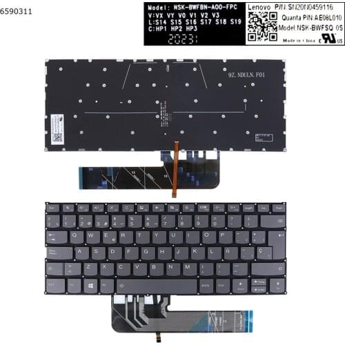SP Spanish New Original Replacement Keyboard for Lenovo YOGA 530-14 530-14IKB 530-14ARR / Gray with Backlit NO Frame
