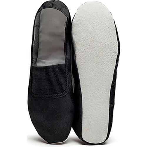 USHINE EU22-45 black white full leather sole flat yoga teacher Fitness gym ballet dance shoes children woman man