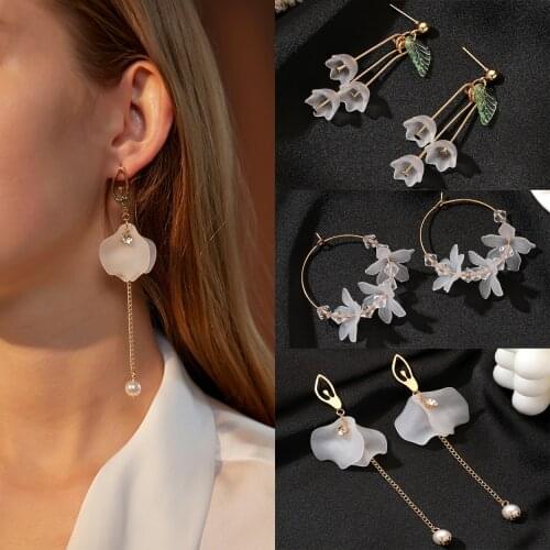Ice Flower Dangle Earrings Long Tassel Earring Crystal Pure Ear Pendant Earrings for Women Bridal Jewelry Gifts Korean Earrings