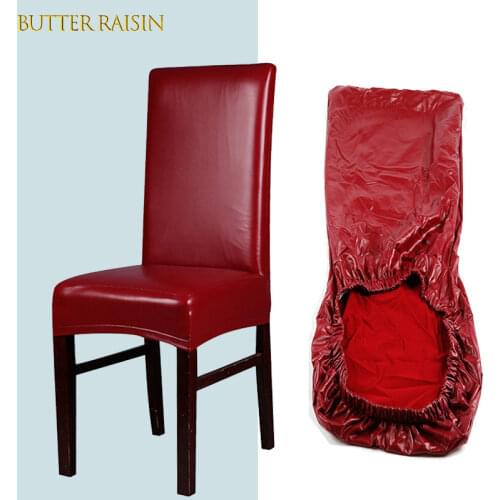 Waterproof Chair Cover PU Leather Stretch Elastic Computer Chairs Cover With Back For Dining Kitchen Hotel Banquet Chair Covers