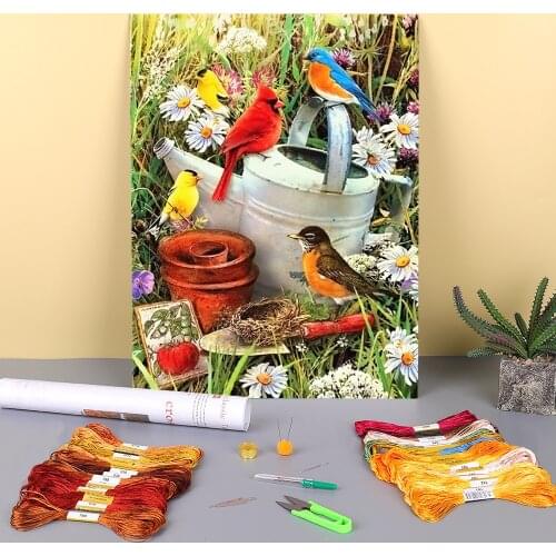 Animal Bird Printed 11CT Cross-Stitch DIY Embroidery Patterns DMC Threads Needlework Handmade Knitting Handiwork For Adults