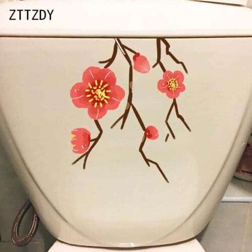 ZTTZDY 21.5*18CM Chinese Style Hand-Painted Plum Fashion Toilet Tank Decor Home Wall Sticker T2-0428