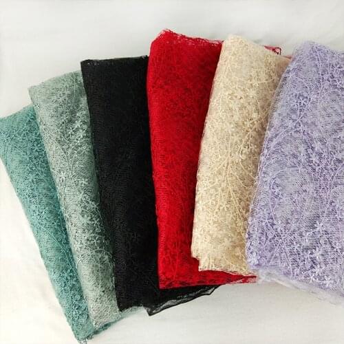 1 Yard Flowers Embroidered Lace Fabrics Mesh Womens Dress Sewing Materials Lace Trim Ribbon Handmade Curtain Lace Trim Tulle