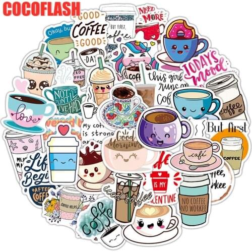 10/50Pcs/lot Kawaii Cute Coffee Cartoon Graffiti Sticker Decal For Kids Suitcase Laptop Toys Pikachu Luggage Case Decals Fridge